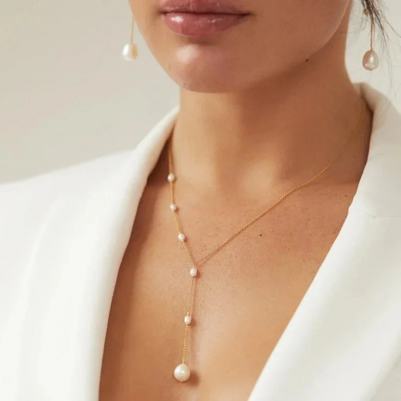 PENDENTIF RUBIS ÉLÉGANT & COLLIER DE PERLES