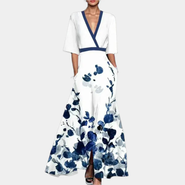 Robe fleurie avec col en V