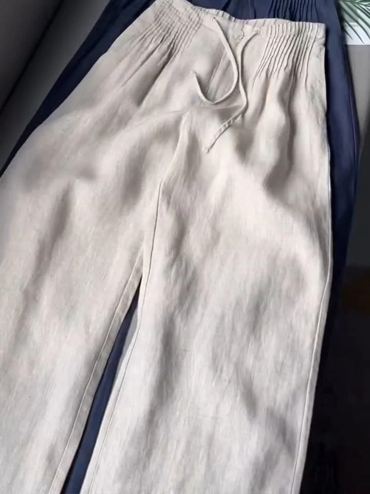 AMELINA – PANTALON CONFORT EN LIN PLISSÉ