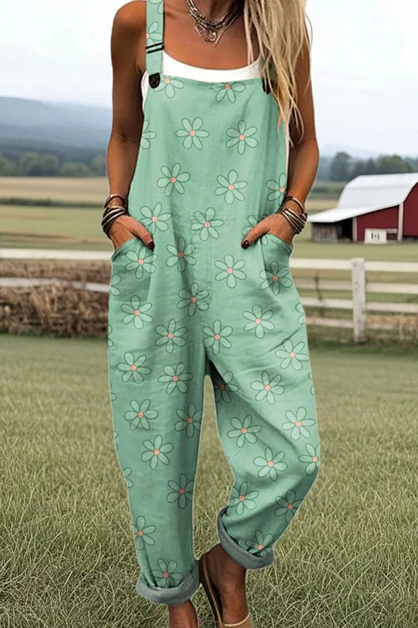 Combinaison vintage fleurie pour femme avec jambes larges - Confort et style