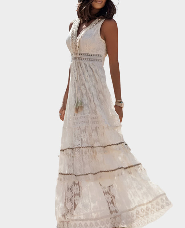 Robe rétro avec style bohème et lien