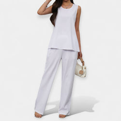 Ensemble confortable avec haut sans manches et pantalon large