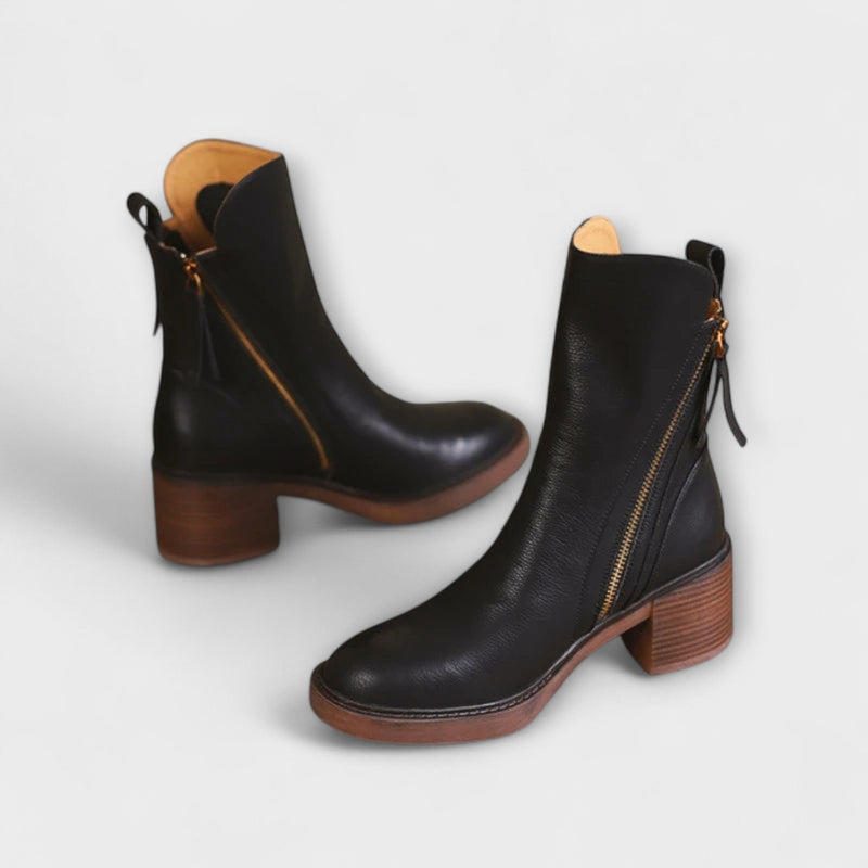 Milana - Bottes en cuir avec talon moyen