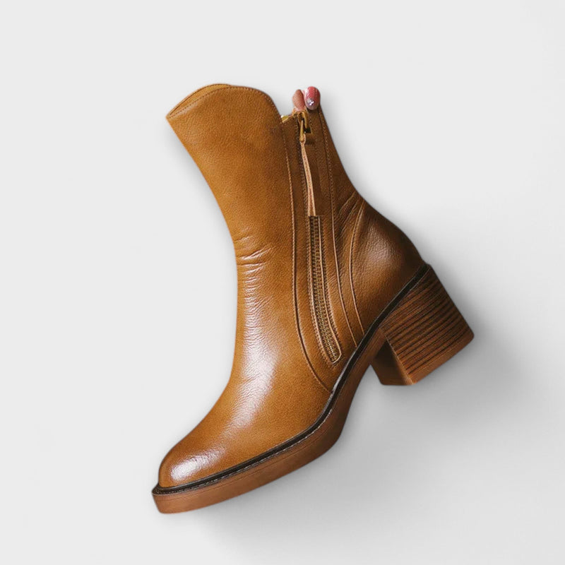 Milana - Bottes en cuir avec talon moyen