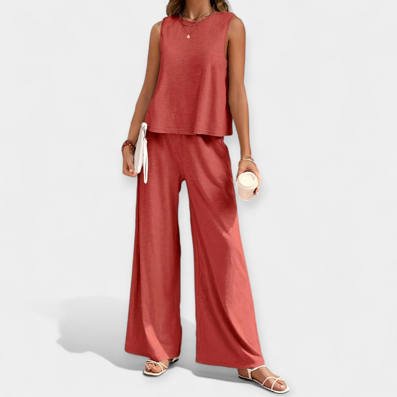 Ensemble de haut sans manches et pantalon large