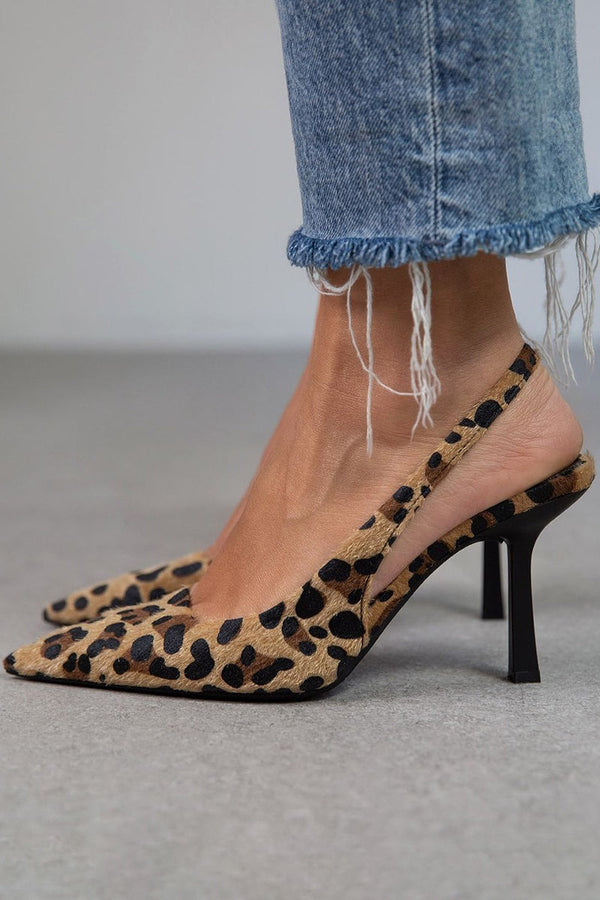Laro™ | Escarpins kaki à bout pointu imprimé léopard
