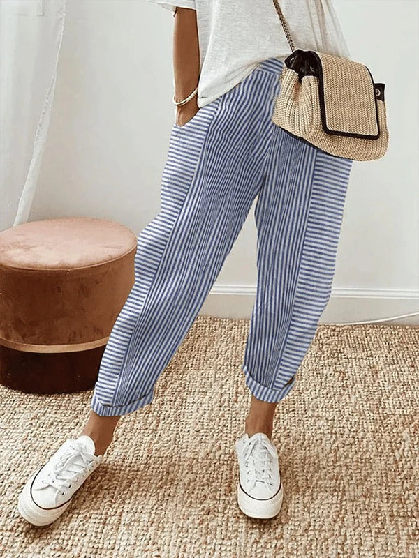 Celia | Pantalon classique rayé en coton