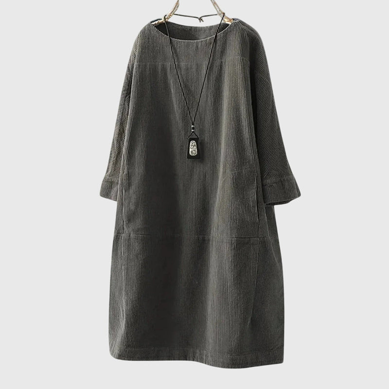 Grace | Robe midi décontractée en velours côtelé