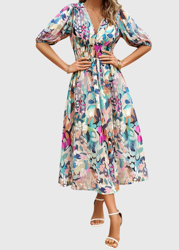 Merlin™ | Robe midi florale flatteuse