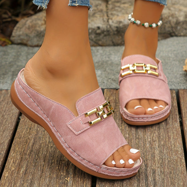 Romy | Sandales à glissière à maillons dorés