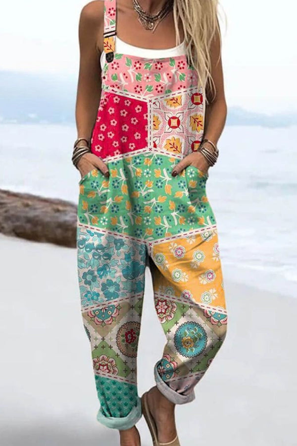 Combinaison pour femme - Design floral vintage, jambes larges pour confort et style