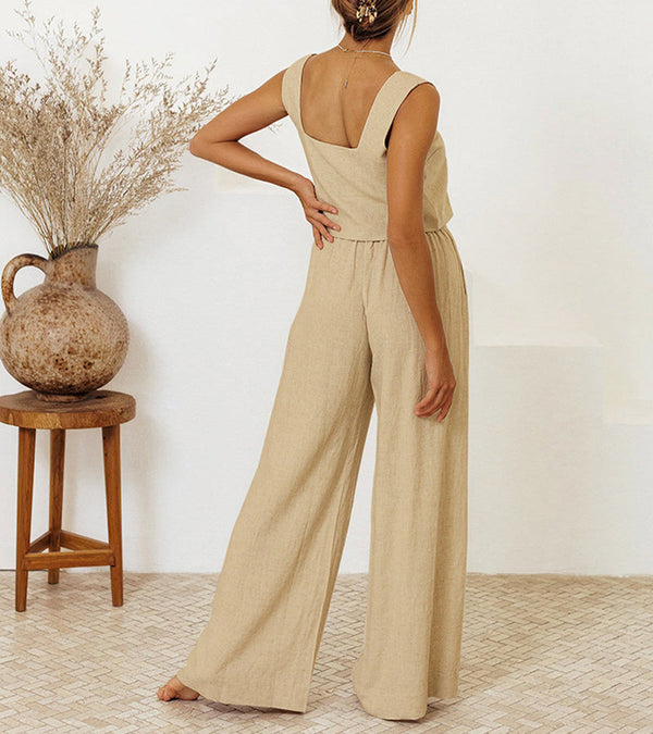 Evelyne | Ensemble Haut Minimaliste de Luxe & Pantalon Large