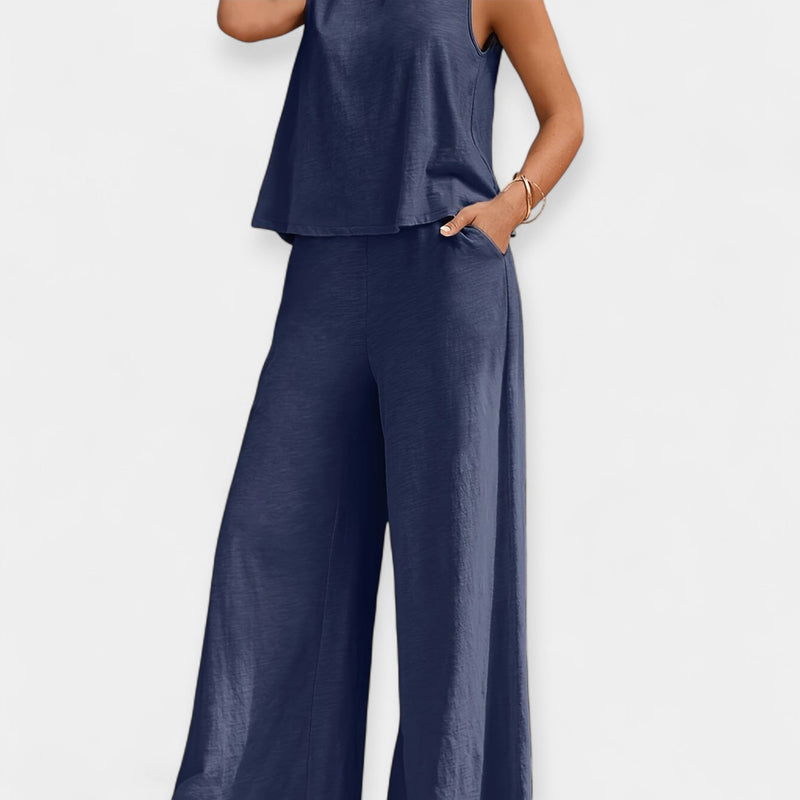 Ensemble de haut sans manches et pantalon large