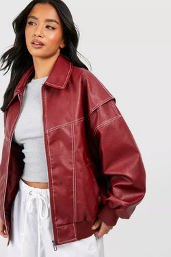 Faye™ - Veste en cuir surdimensionnée
