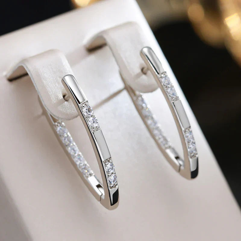 Boucles d'oreilles en zircone exquises | Or blanc