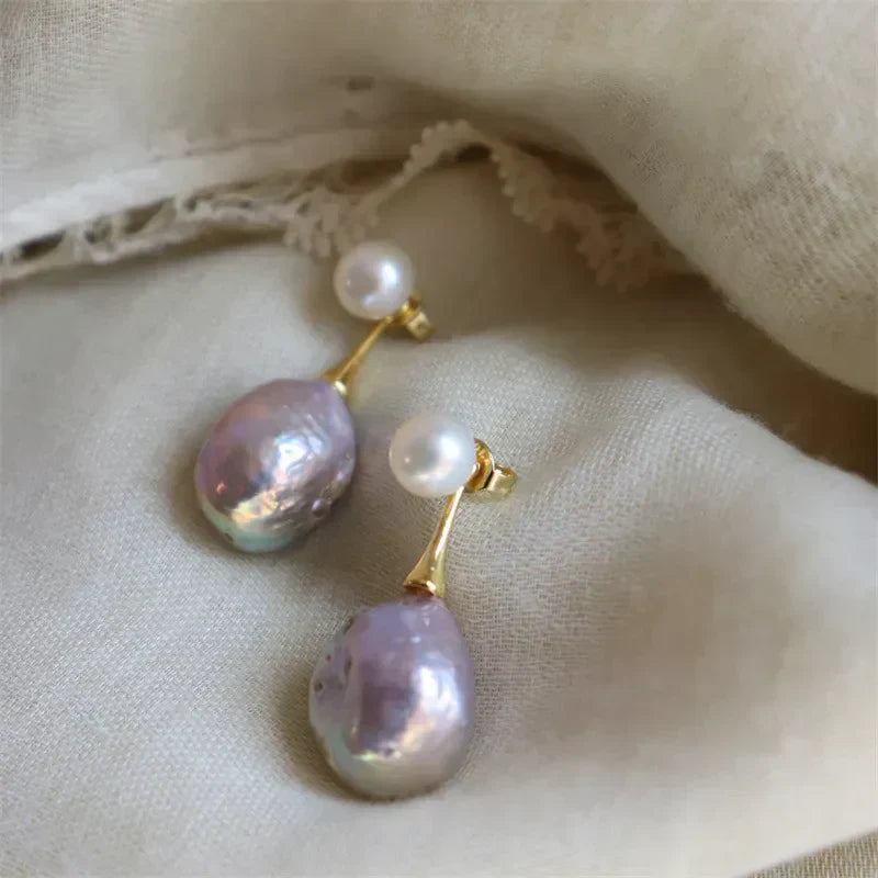 Boucles d'oreilles perle lilas exquises | Or
