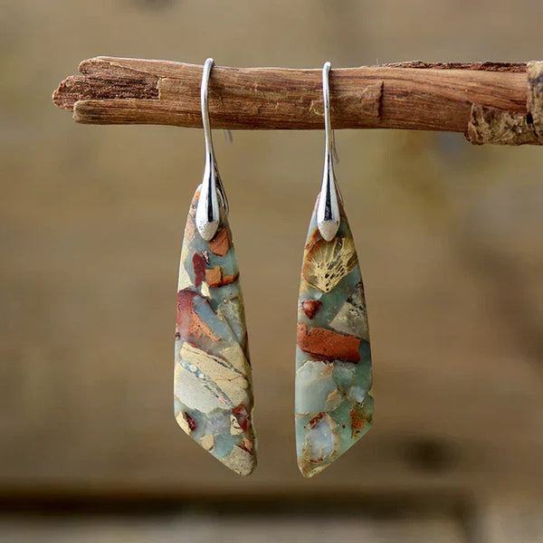 Boucles d'oreilles en pierre naturelle antique | Or