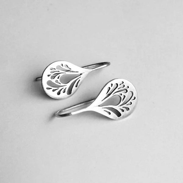Boucles d'oreilles creuses antiques | Or blanc