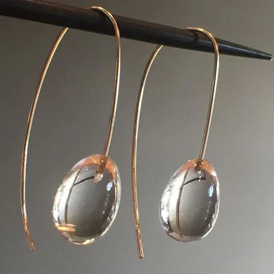 Boucles d'oreilles pendantes en cristal gris antique | Or