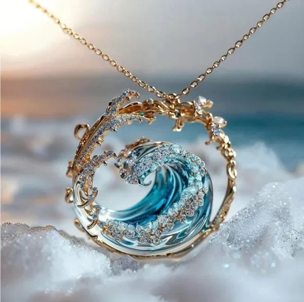 Collier Azure Pledge | Or blanc