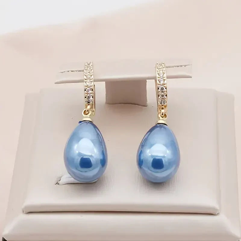 Boucles d'oreilles Rosée Océan Bleu | Or