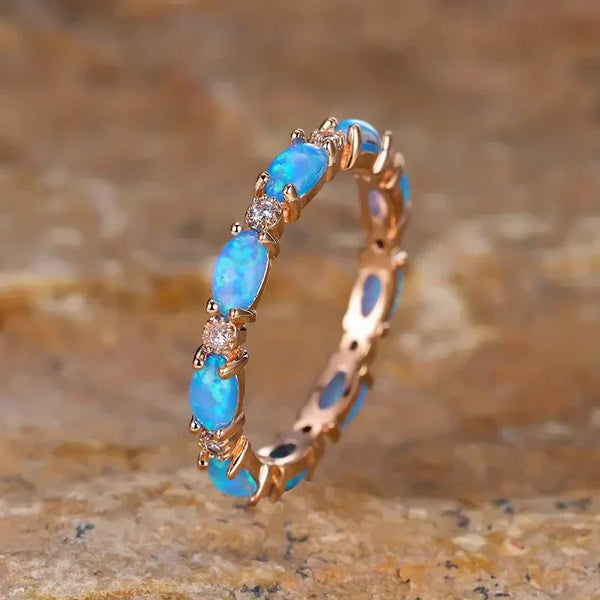 Bague élégante en opale bleue | Or