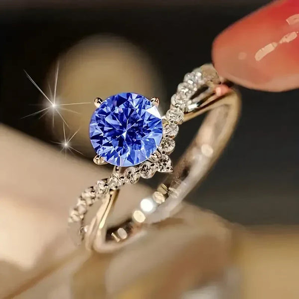 Bague Bleue Cristal Exotique | Or Blanc