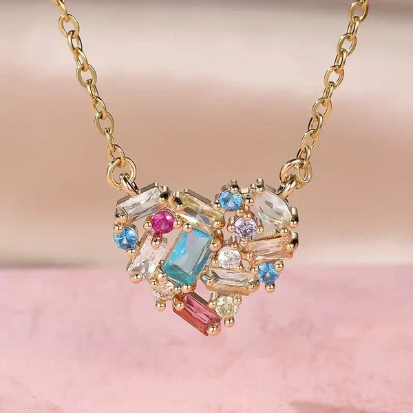 Collier cœur éclat coloré | Or
