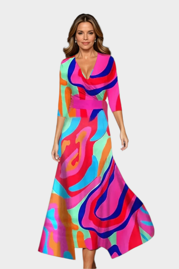 Robe midi avec taille haute et coupe décontractée