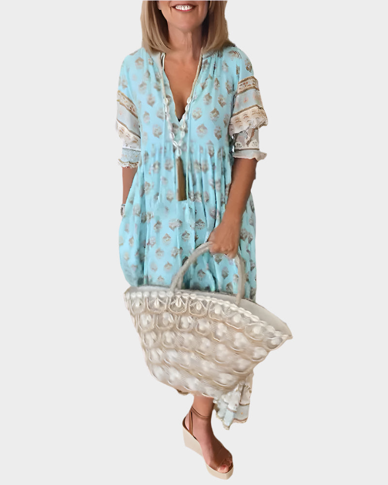 Robe bohème avec coupe confortable et manches bouffantes