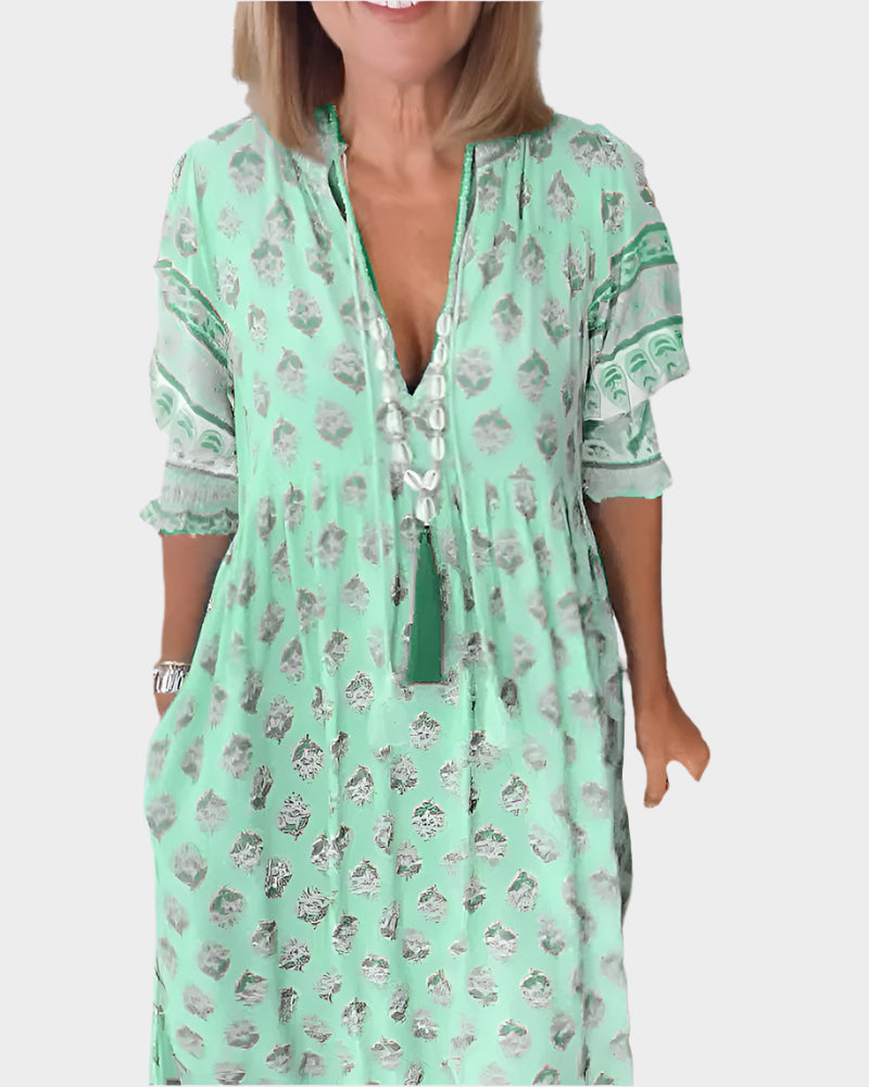 Robe bohème avec coupe confortable et manches bouffantes