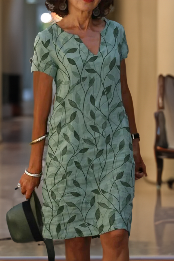 Deniel | Robe imprimée à encolure en V et coupe trapèze