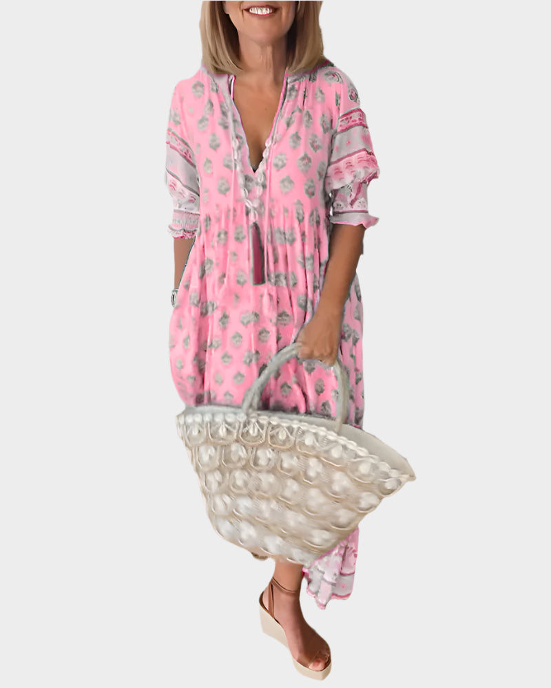 Robe bohème avec coupe confortable et manches bouffantes