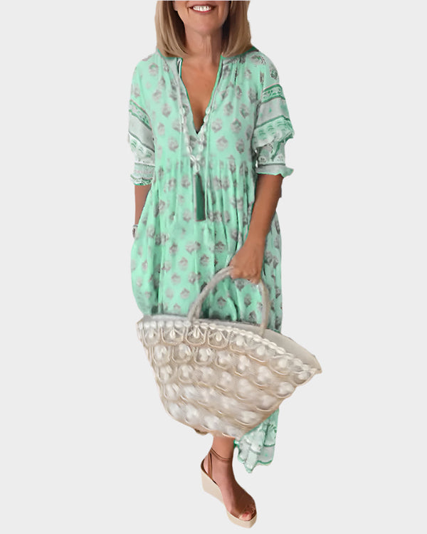 Robe bohème avec coupe confortable et manches bouffantes