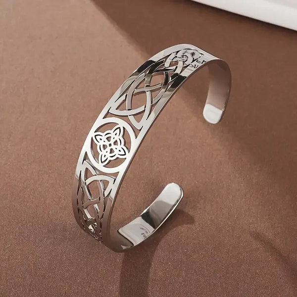 Bracelet creux ouvert en argent exquis | Or blanc