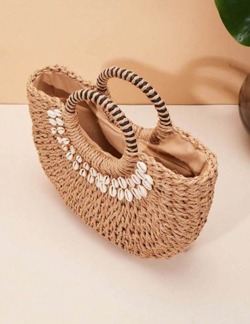 Isabella™ - Sac en paille décor coquillage avec détails faits main