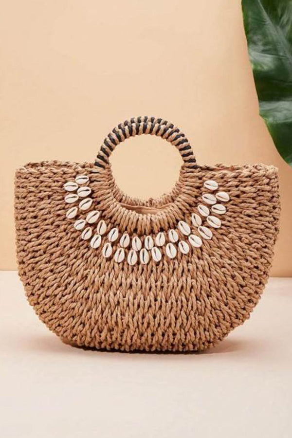 Isabella™ - Sac en paille décor coquillage avec détails faits main