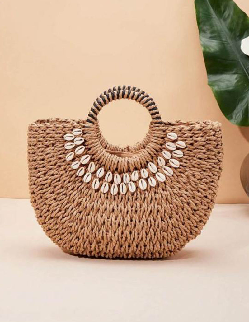 Isabella™ - Sac en paille décor coquillage avec détails faits main