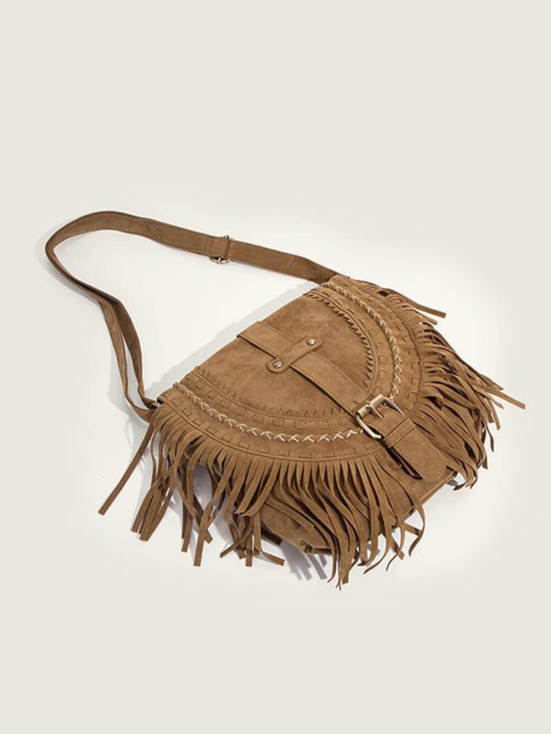 Riley™ - Sac fait main avec franges et boucle