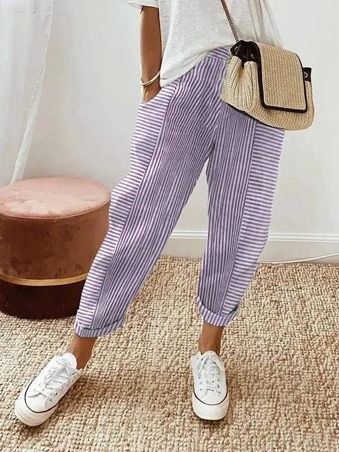 Celia | Pantalon classique rayé en coton