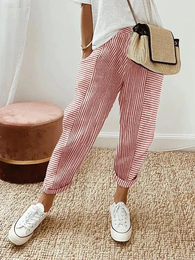 Celia | Pantalon classique rayé en coton