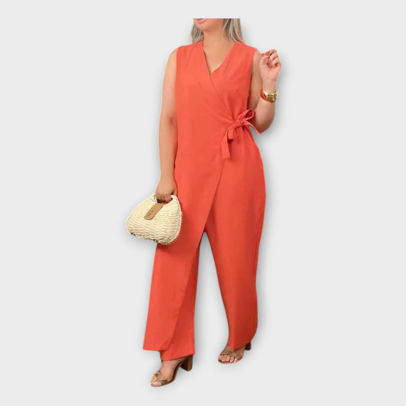 Combinaison longue avec ceinture à la taille