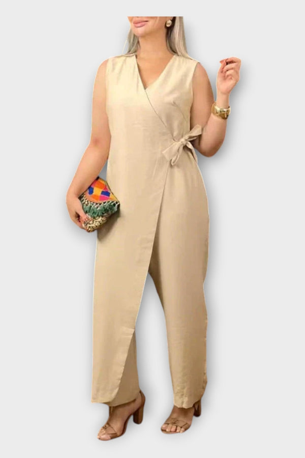 Combinaison longue avec ceinture à la taille