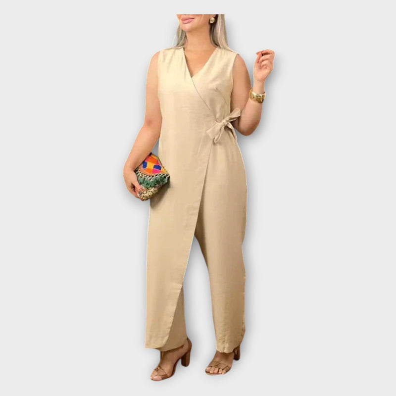 Combinaison longue avec ceinture à la taille