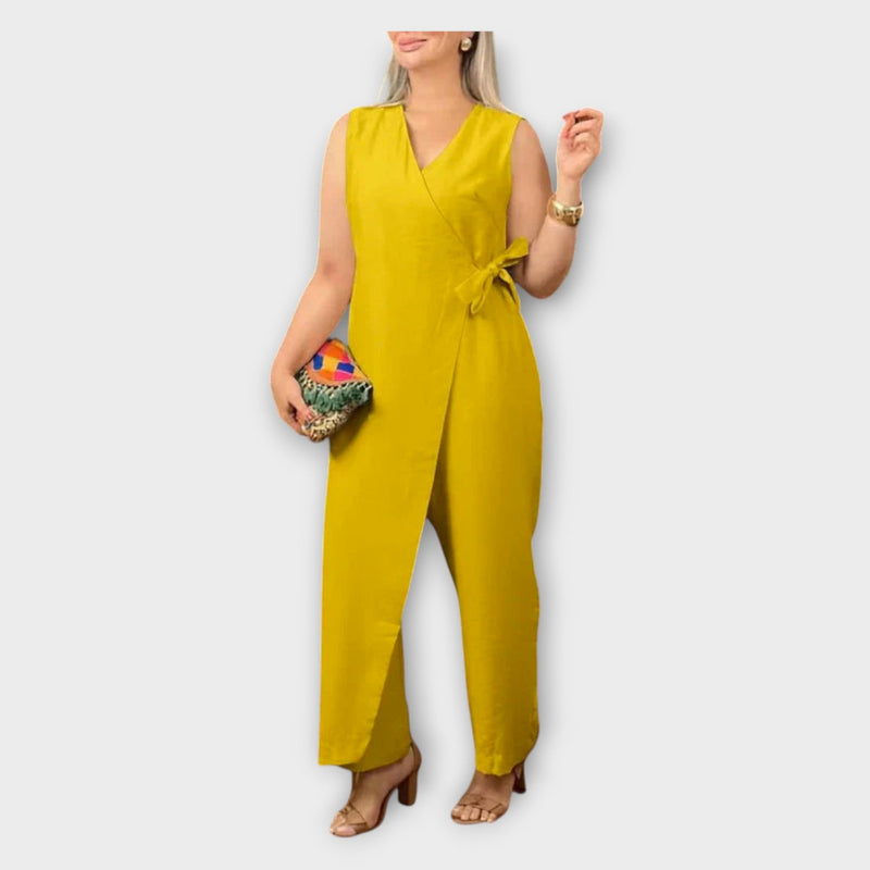 Combinaison longue avec ceinture à la taille