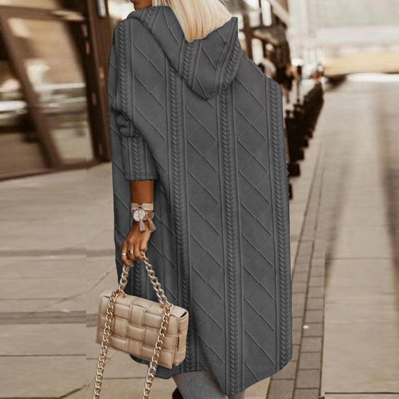 Jelone - Cardigan à capuche longueur prolongée